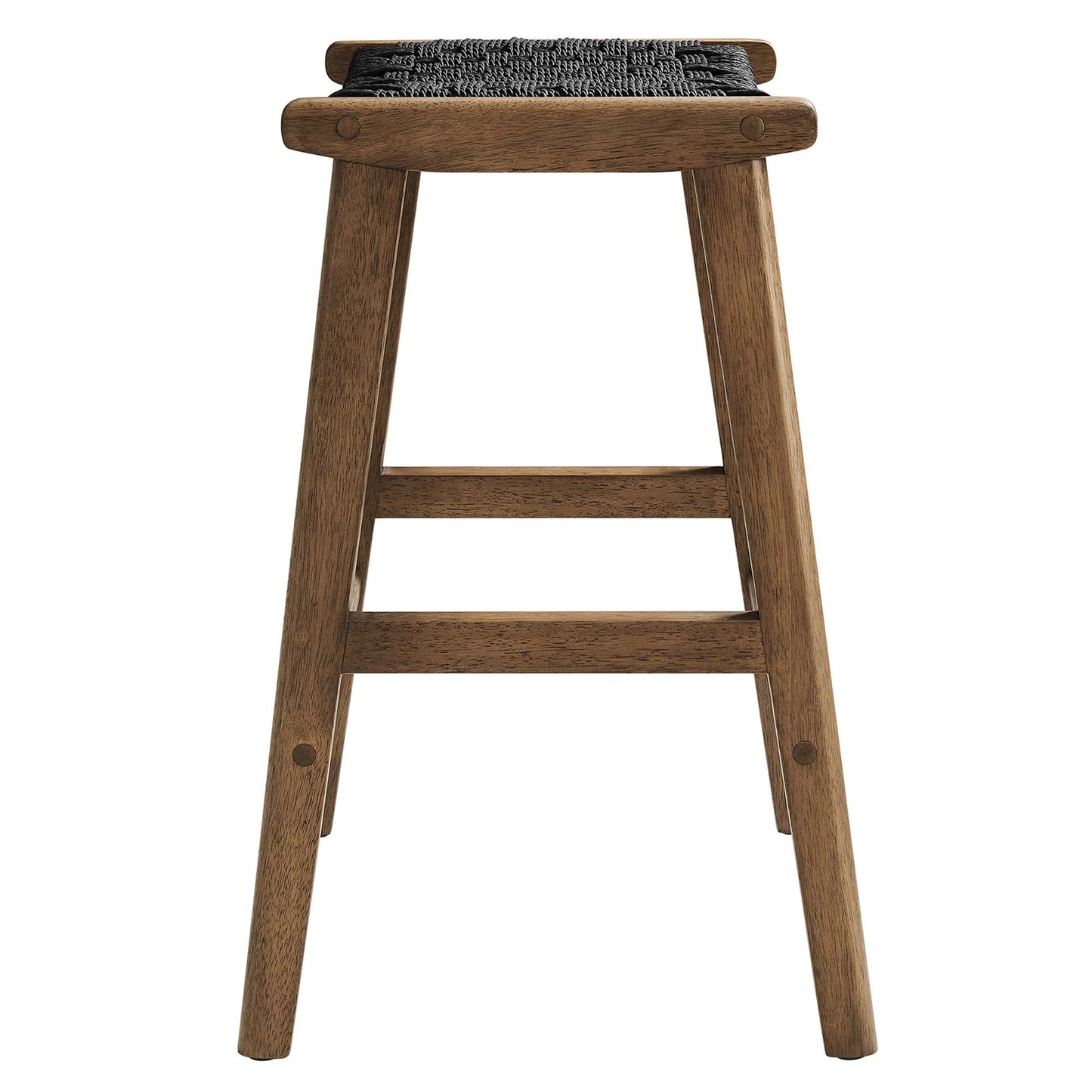 Modway - Saoirse Woven Rope Wood Counter Stool Set of 2 by Modway  Bar and Dining Bar and Counter Stools Black - EEI-6548-WAL-BLK