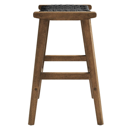 Modway - Saoirse Woven Rope Wood Counter Stool Set of 2 by Modway  Bar and Dining Bar and Counter Stools Black - EEI-6548-WAL-BLK