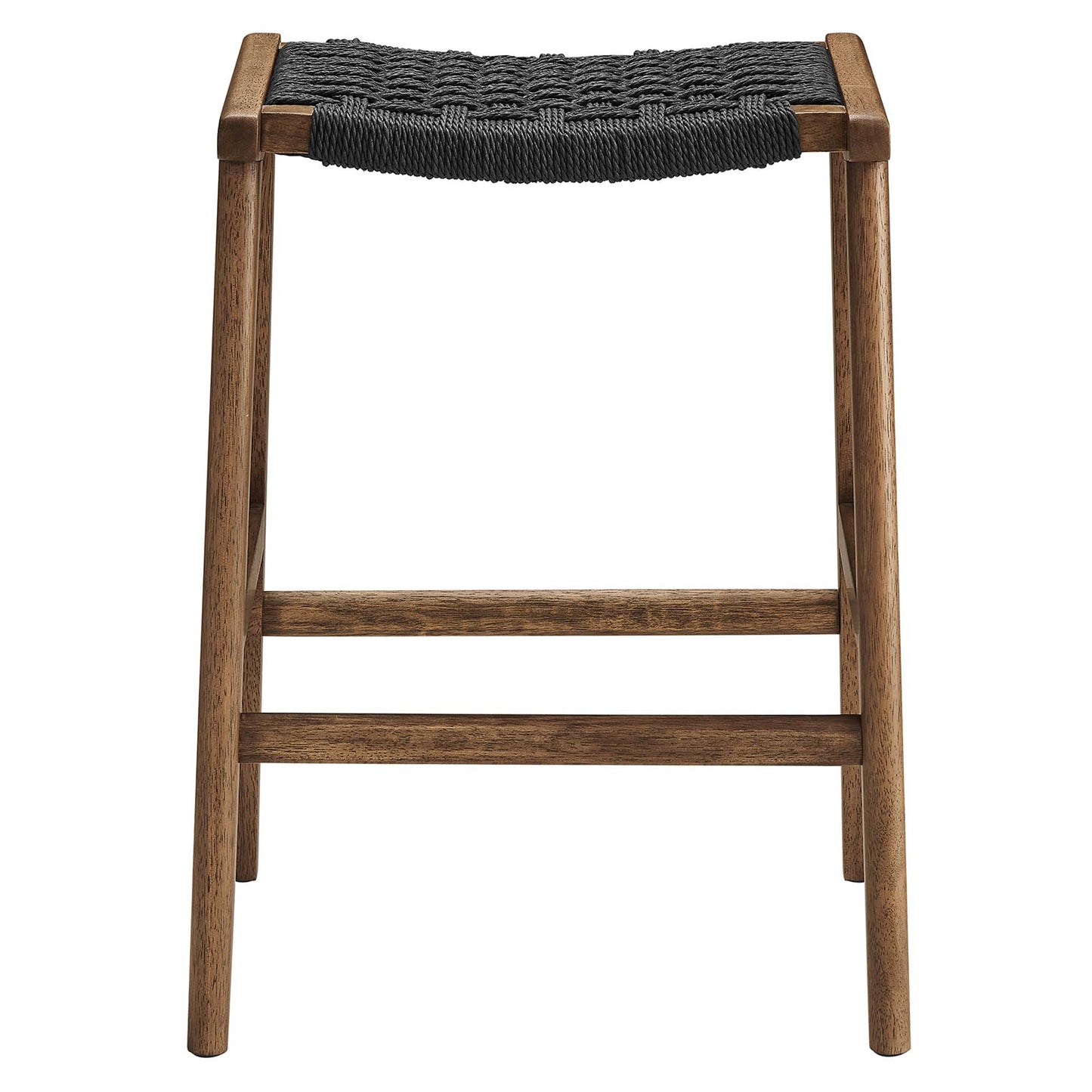 Modway - Saoirse Woven Rope Wood Counter Stool Set of 2 by Modway  Bar and Dining Bar and Counter Stools Black - EEI-6548-WAL-BLK