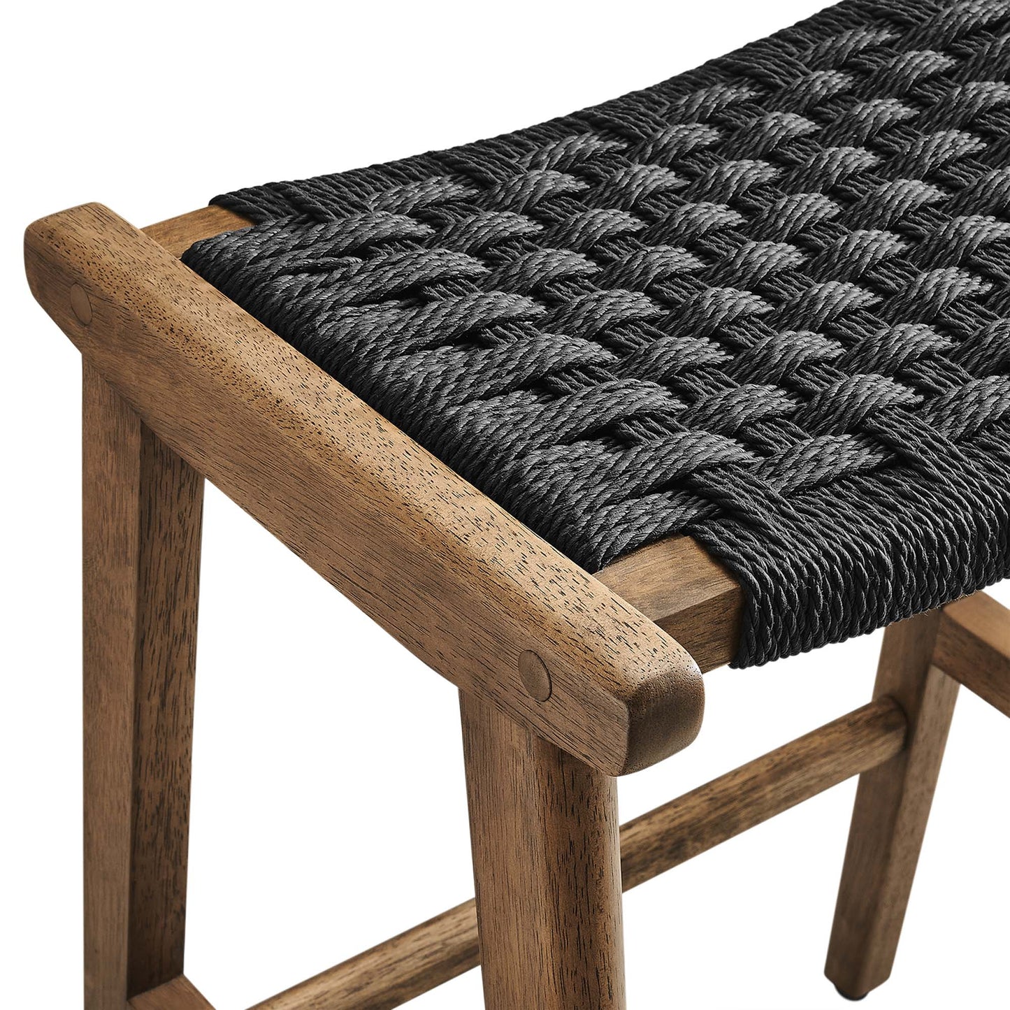 Modway - Saoirse Woven Rope Wood Counter Stool Set of 2 by Modway  Bar and Dining Bar and Counter Stools Black - EEI-6548-WAL-BLK