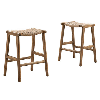 Modway - Saoirse Woven Rope Wood Counter Stool Set of 2 by Modway  Bar and Dining Bar and Counter Stools Brown - EEI-6548-WAL-NAT