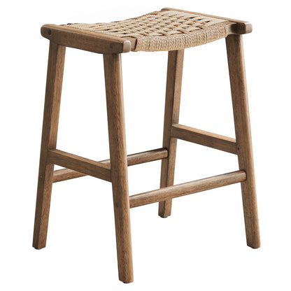 Modway - Saoirse Woven Rope Wood Counter Stool Set of 2 by Modway  Bar and Dining Bar and Counter Stools Brown - EEI-6548-WAL-NAT