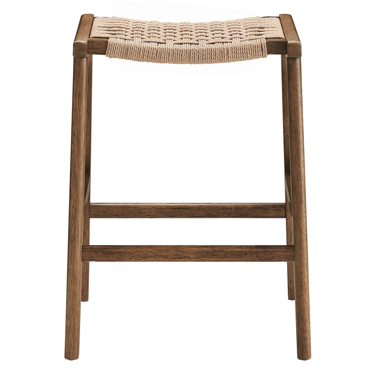Modway - Saoirse Woven Rope Wood Counter Stool Set of 2 by Modway  Bar and Dining Bar and Counter Stools Brown - EEI-6548-WAL-NAT