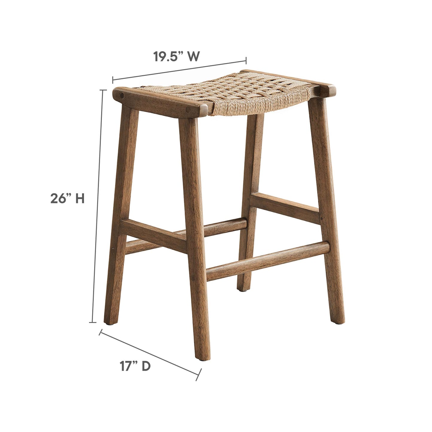 Modway - Saoirse Woven Rope Wood Counter Stool Set of 2 by Modway  Bar and Dining Bar and Counter Stools Brown - EEI-6548-WAL-NAT