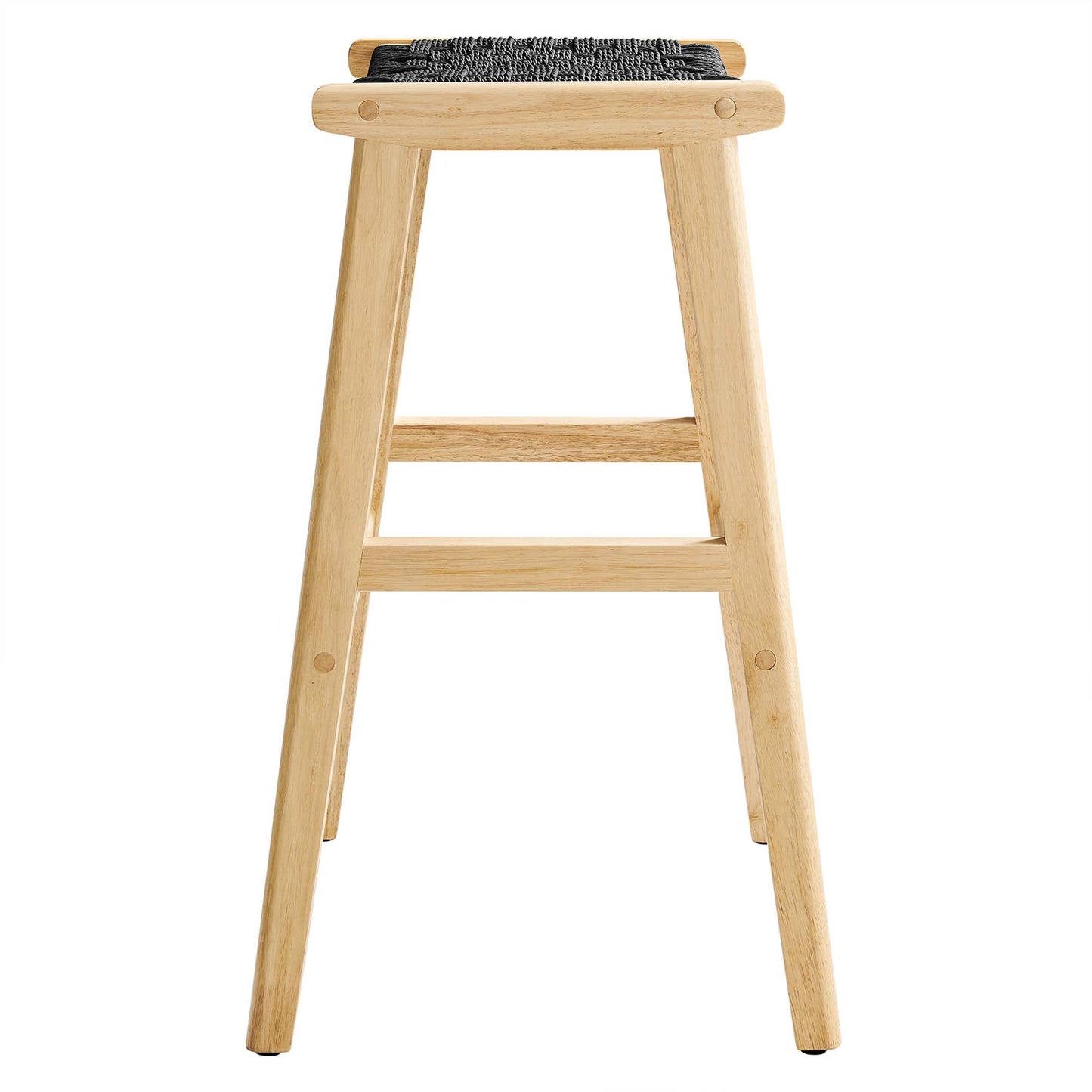 Modway - Saoirse Woven Rope Wood Bar Stool Set of 2 by Modway  Bar and Dining Bar and Counter Stools Black - EEI-6550-NAT-BLK