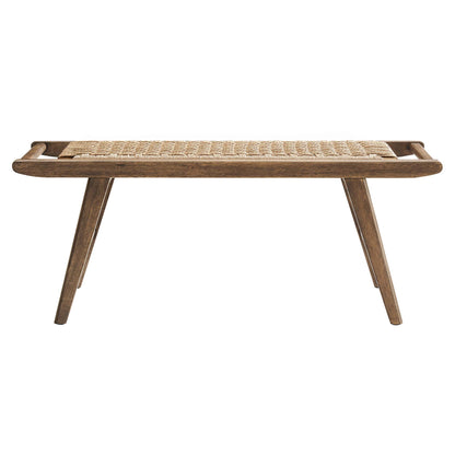 Modway - Saoirse 47" Wove Rope Wood Bench by Modway  Living Room Benches and Stools Brown - EEI-6552-WAL-NAT