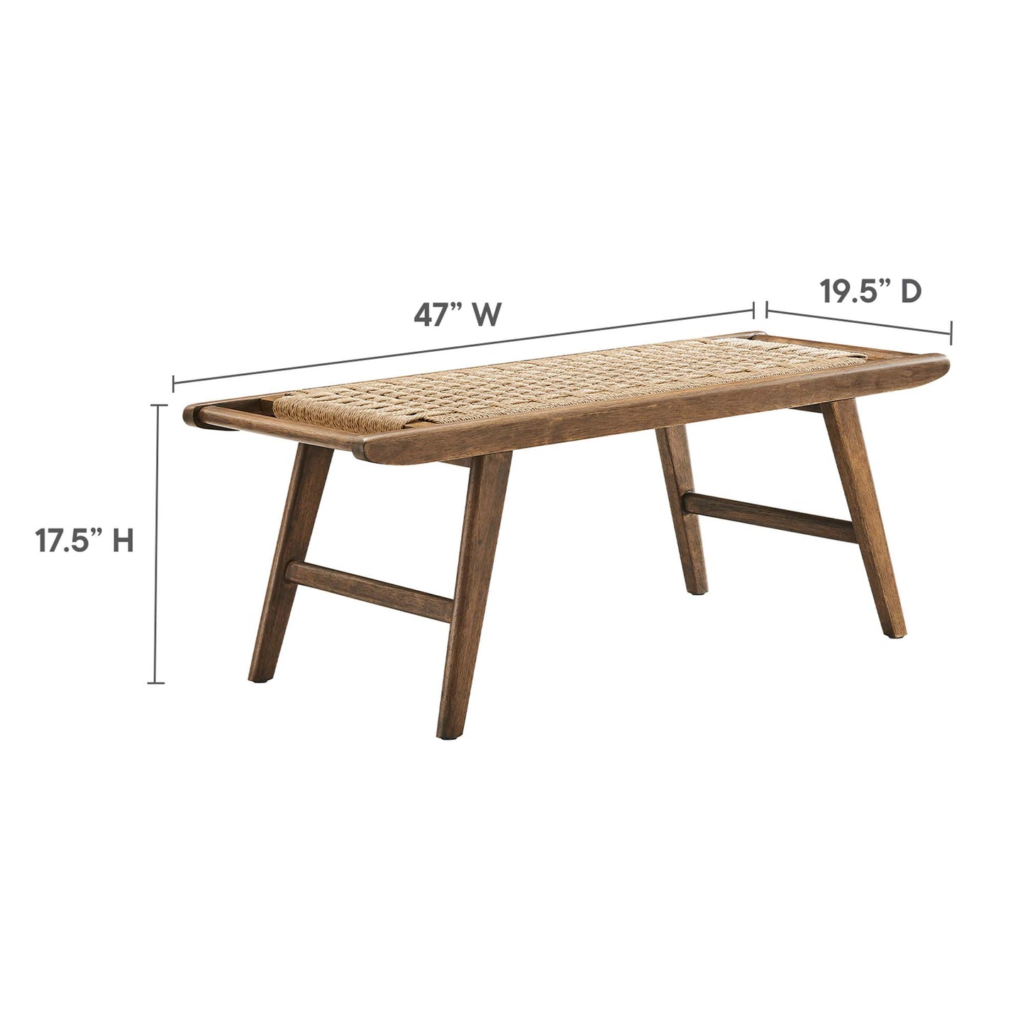 Modway - Saoirse 47" Wove Rope Wood Bench by Modway  Living Room Benches and Stools Brown - EEI-6552-WAL-NAT