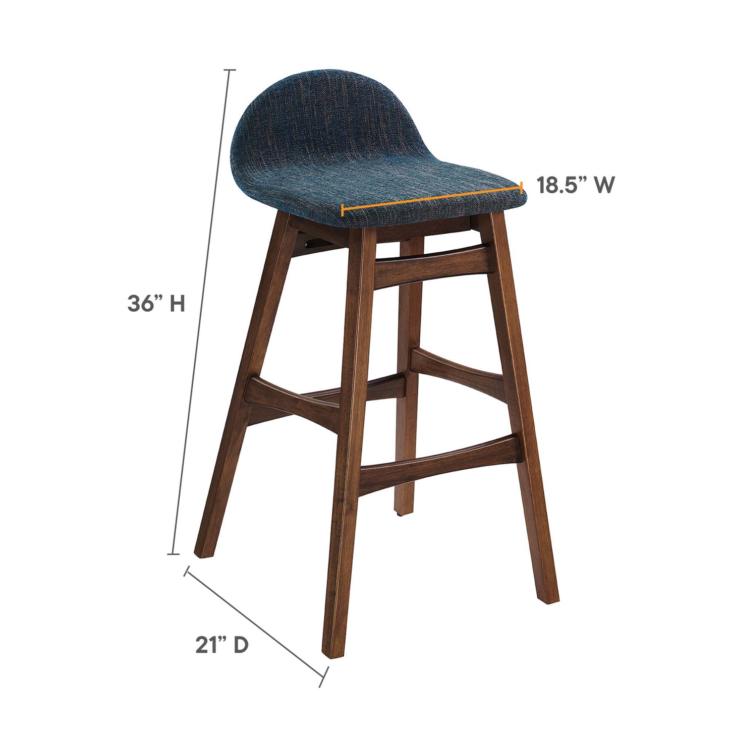 Modway - Juno Wood Bar Stool Set of 2 by Modway  Bar and Dining Bar and Counter Stools Blue - EEI-6553-HEA