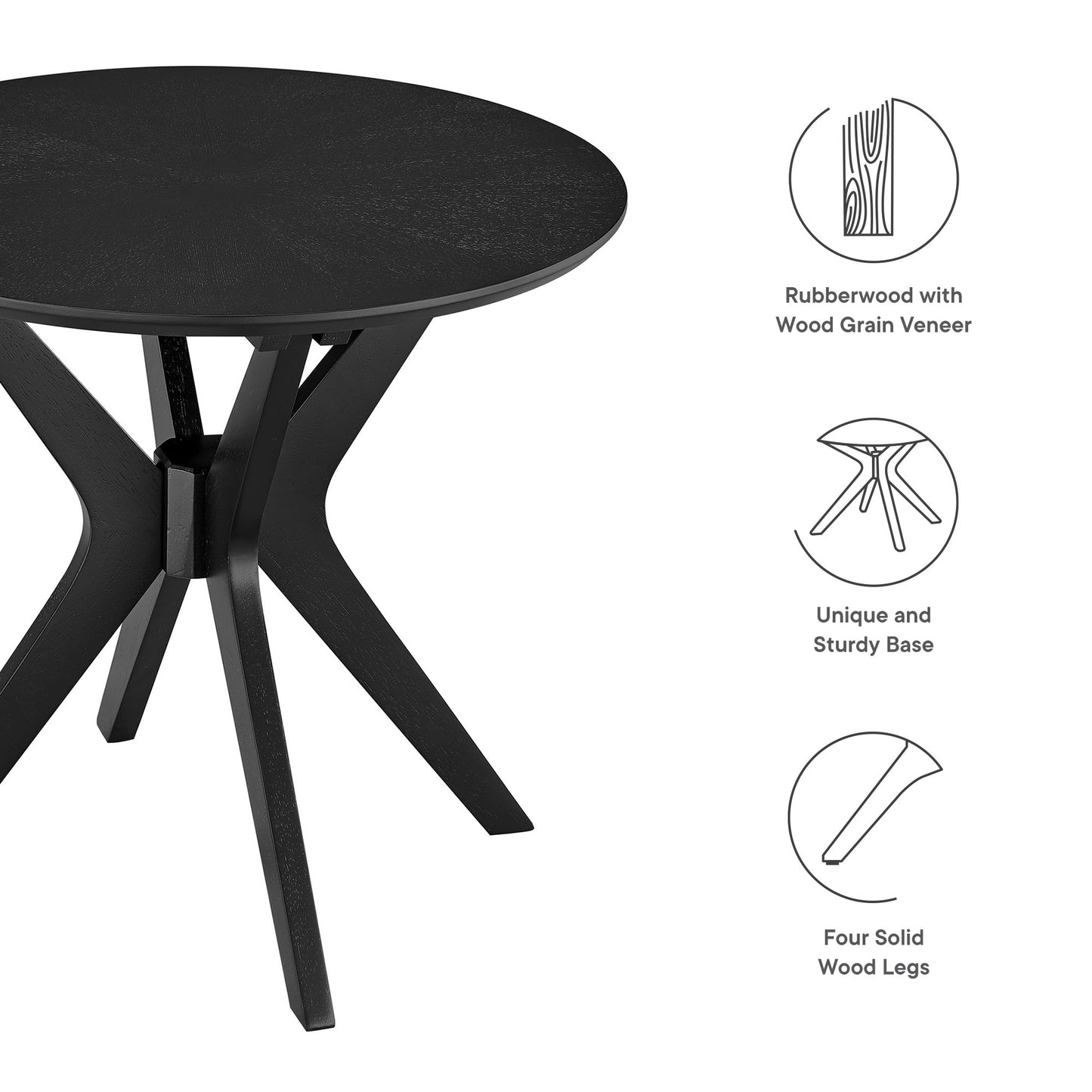 Modway - Crossroads 24? Round Wood Side Table by Modway  Living Room Tables Black - EEI-6558-BLK