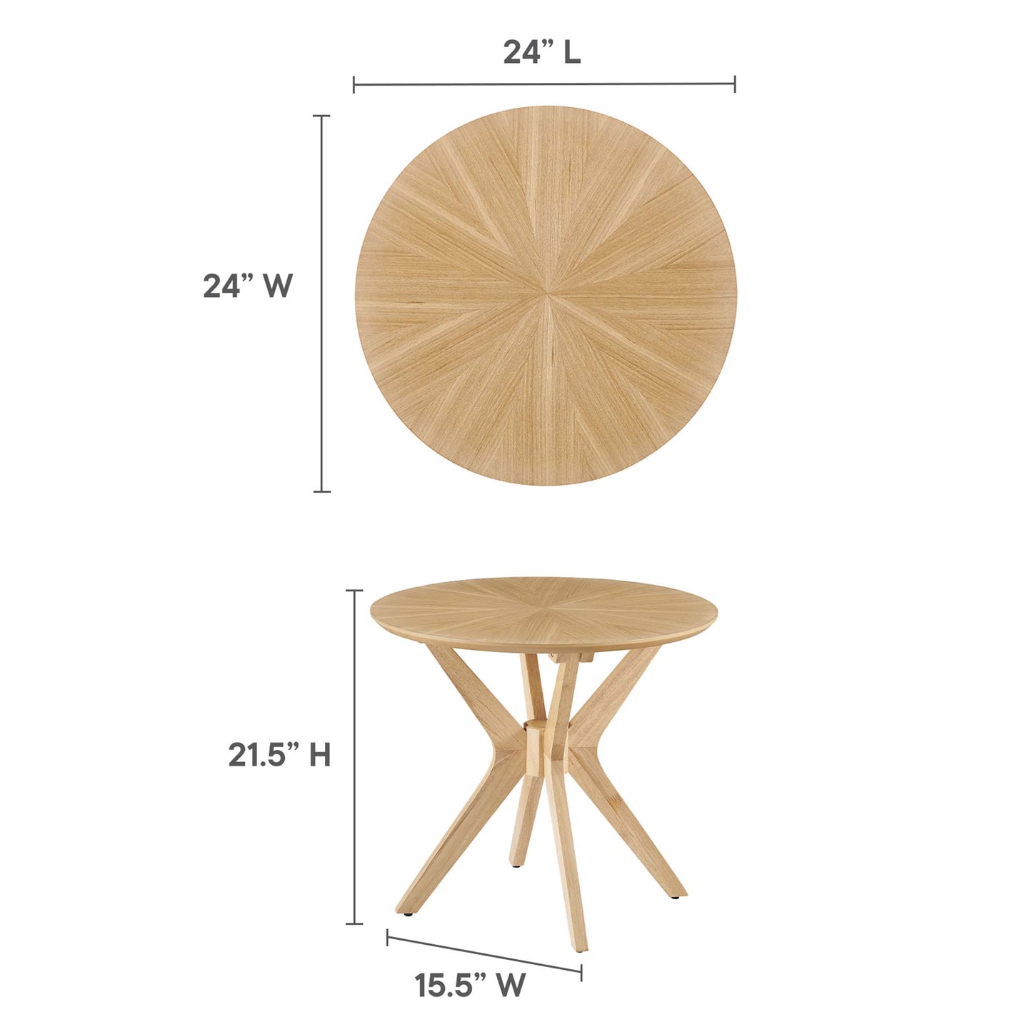 Modway - Crossroads 24? Round Wood Side Table by Modway  Living Room Tables Brown - EEI-6558-OAK