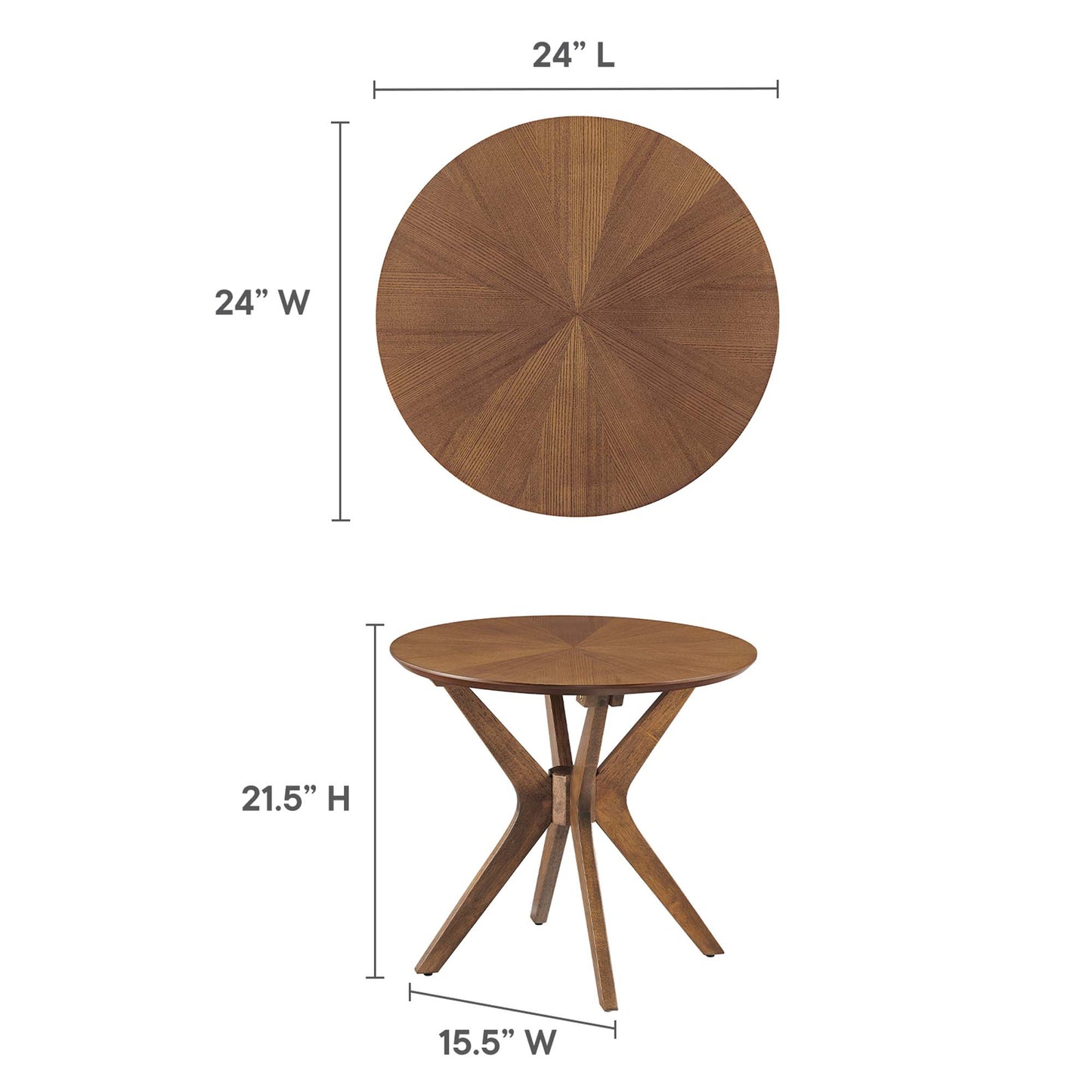 Modway - Crossroads 24? Round Wood Side Table by Modway  Living Room Tables Brown - EEI-6558-WAL