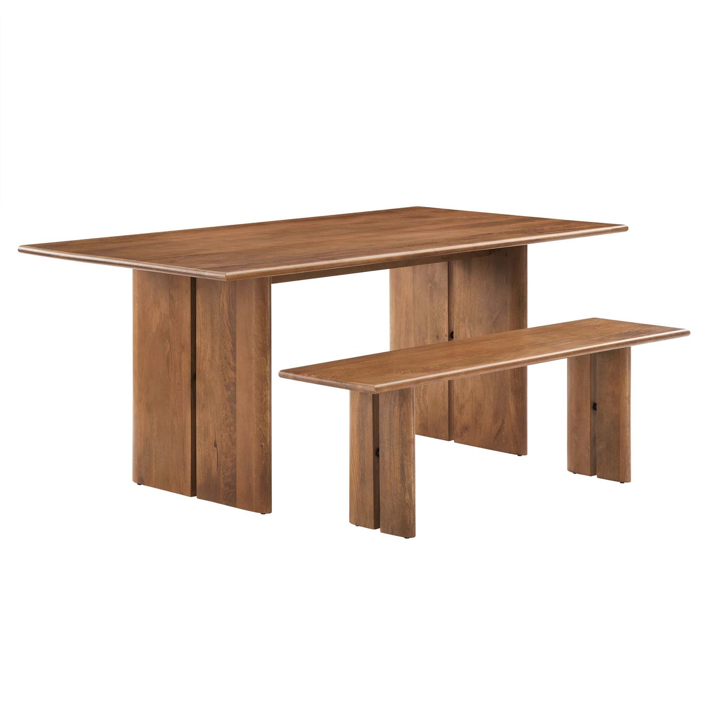 Modway - Amistad 72" Wood Dining Table and Bench Set by Modway  Bar and Dining Dining Sets Brown - EEI-6559-WAL