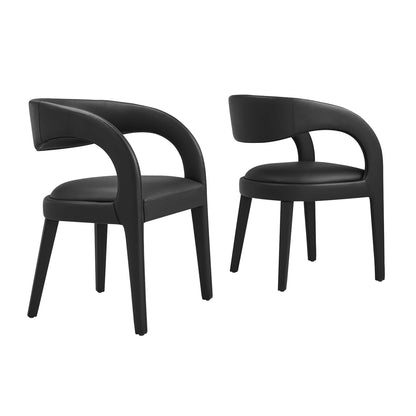 Modway - Pinnacle Vegan Leather Dining Chair Set of 2 by Modway  Bar and Dining Dining Chairs Black - EEI-6561-BLK