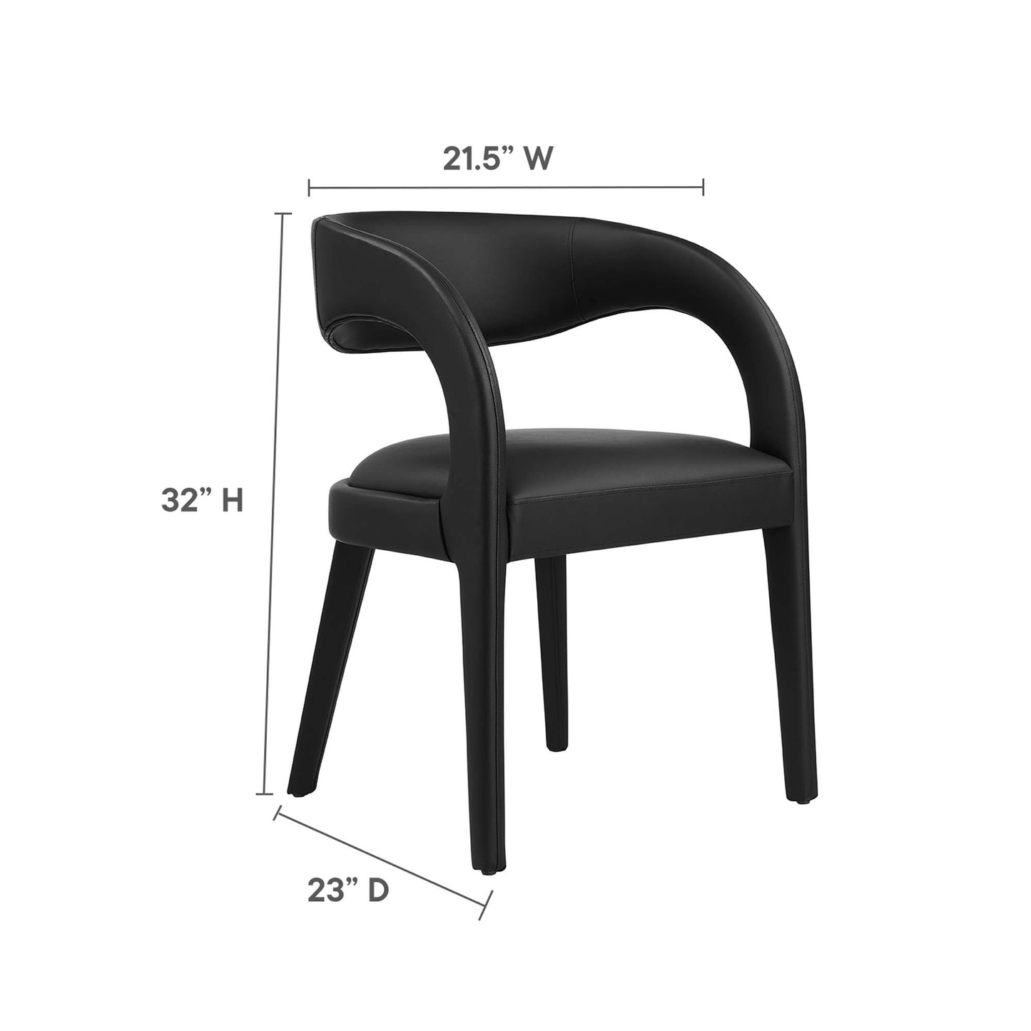 Modway - Pinnacle Vegan Leather Dining Chair Set of 2 by Modway  Bar and Dining Dining Chairs Black - EEI-6561-BLK