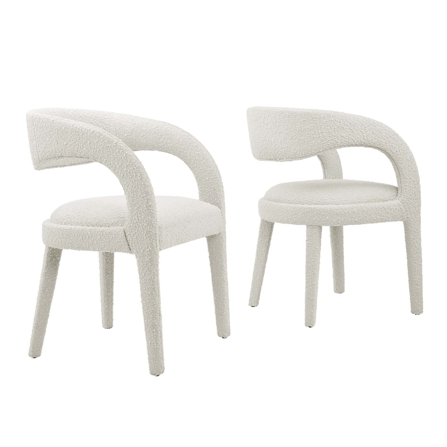Modway - Pinnacle Boucle Upholstered Dining Chair Set of 2 by Modway  Bar and Dining Dining Chairs White - EEI-6562-IVO