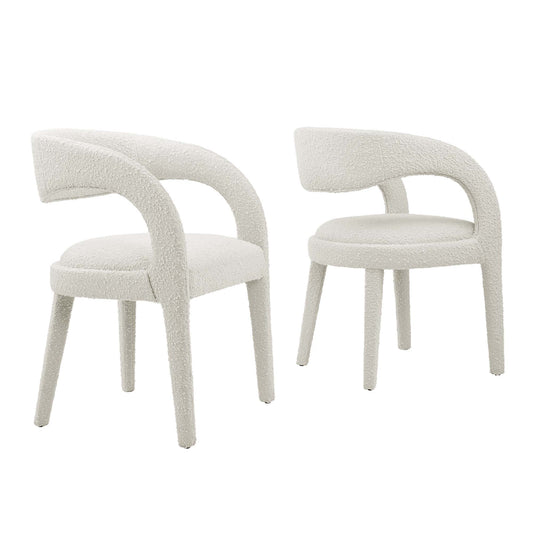 Modway - Pinnacle Boucle Upholstered Dining Chair Set of 2 by Modway  Bar and Dining Dining Chairs White - EEI-6562-IVO