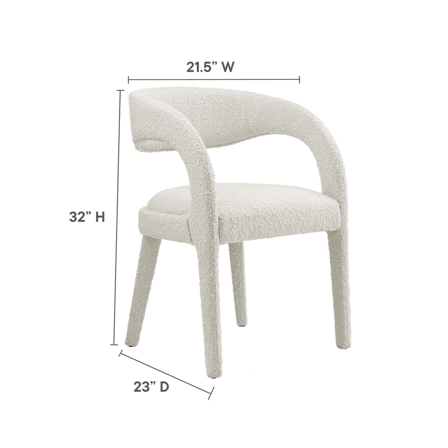 Modway - Pinnacle Boucle Upholstered Dining Chair Set of 2 by Modway  Bar and Dining Dining Chairs White - EEI-6562-IVO