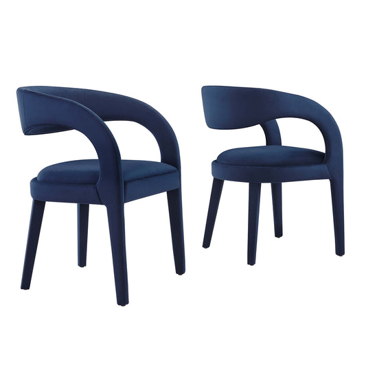 Modway - Pinnacle Performance Velvet Dining Chair Set of 2 by Modway  Bar and Dining Dining Chairs Blue - EEI-6563-MID