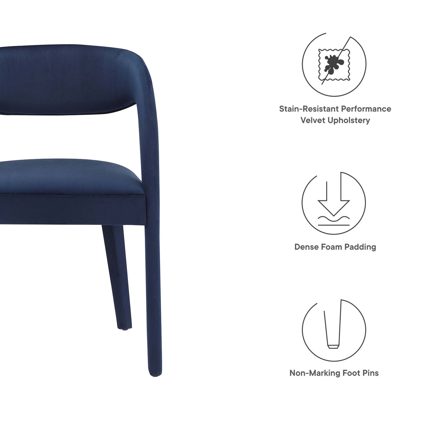 Modway - Pinnacle Performance Velvet Dining Chair Set of 2 by Modway  Bar and Dining Dining Chairs Blue - EEI-6563-MID