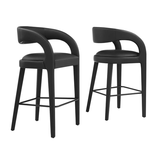 Modway - Pinnacle Vegan Leather Bar Stool Set of 2 by Modway  Bar and Dining Bar and Counter Stools Black - EEI-6567-BLK-BLK