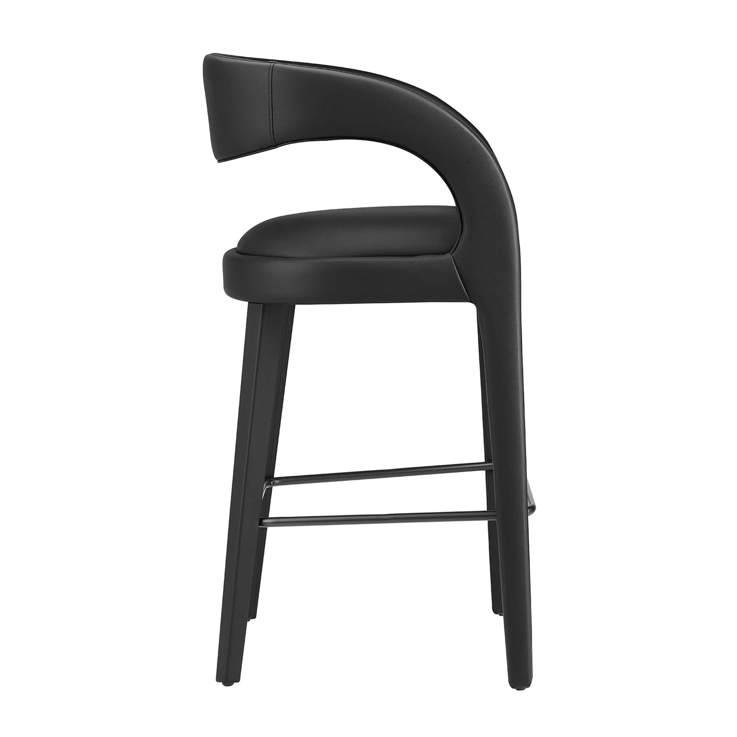 Modway - Pinnacle Vegan Leather Bar Stool Set of 2 by Modway  Bar and Dining Bar and Counter Stools Black - EEI-6567-BLK-BLK