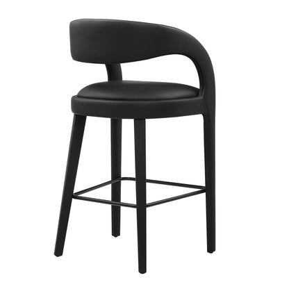 Modway - Pinnacle Vegan Leather Bar Stool Set of 2 by Modway  Bar and Dining Bar and Counter Stools Black - EEI-6567-BLK-BLK