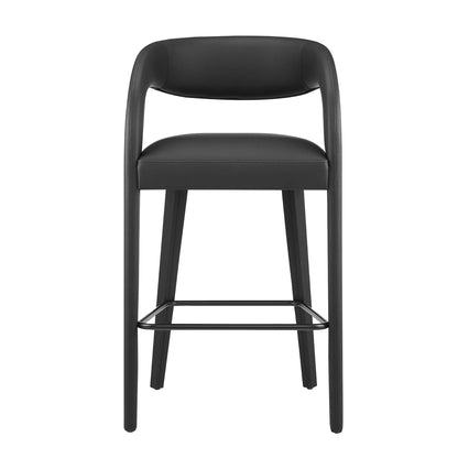 Modway - Pinnacle Vegan Leather Bar Stool Set of 2 by Modway  Bar and Dining Bar and Counter Stools Black - EEI-6567-BLK-BLK