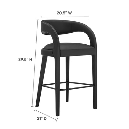 Modway - Pinnacle Vegan Leather Bar Stool Set of 2 by Modway  Bar and Dining Bar and Counter Stools Black - EEI-6567-BLK-BLK