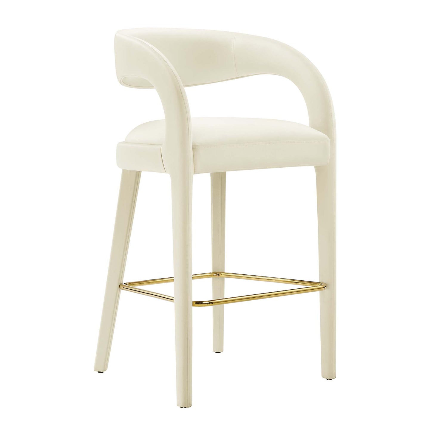 Modway Outlet Pinnacle Performance Velvet Bar Stool Set of 2 by Modway  Bar and Dining Furniture Ivory Gold - EEI-6569-IVO-GLD