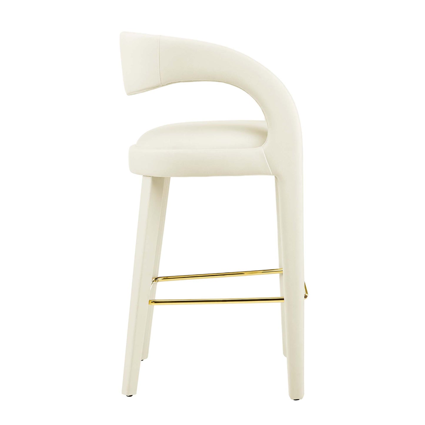 Modway Outlet Pinnacle Performance Velvet Bar Stool Set of 2 by Modway  Bar and Dining Furniture Ivory Gold - EEI-6569-IVO-GLD