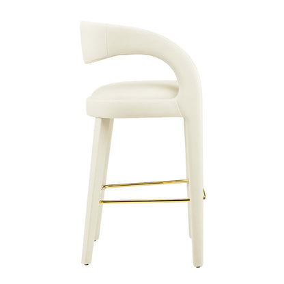 Modway Outlet Pinnacle Performance Velvet Bar Stool Set of 2 by Modway  Bar and Dining Furniture Ivory Gold - EEI-6569-IVO-GLD