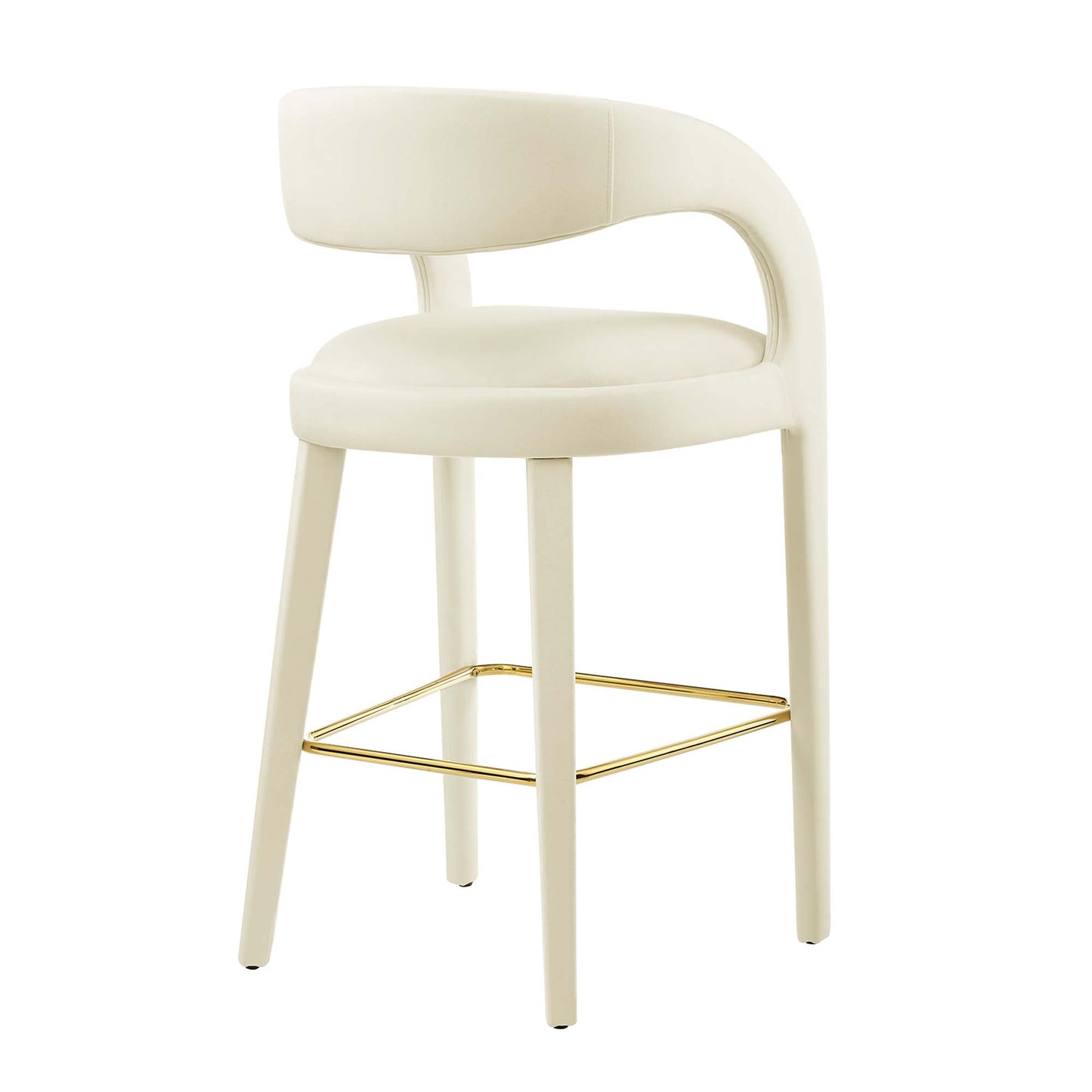 Modway Outlet Pinnacle Performance Velvet Bar Stool Set of 2 by Modway  Bar and Dining Furniture Ivory Gold - EEI-6569-IVO-GLD