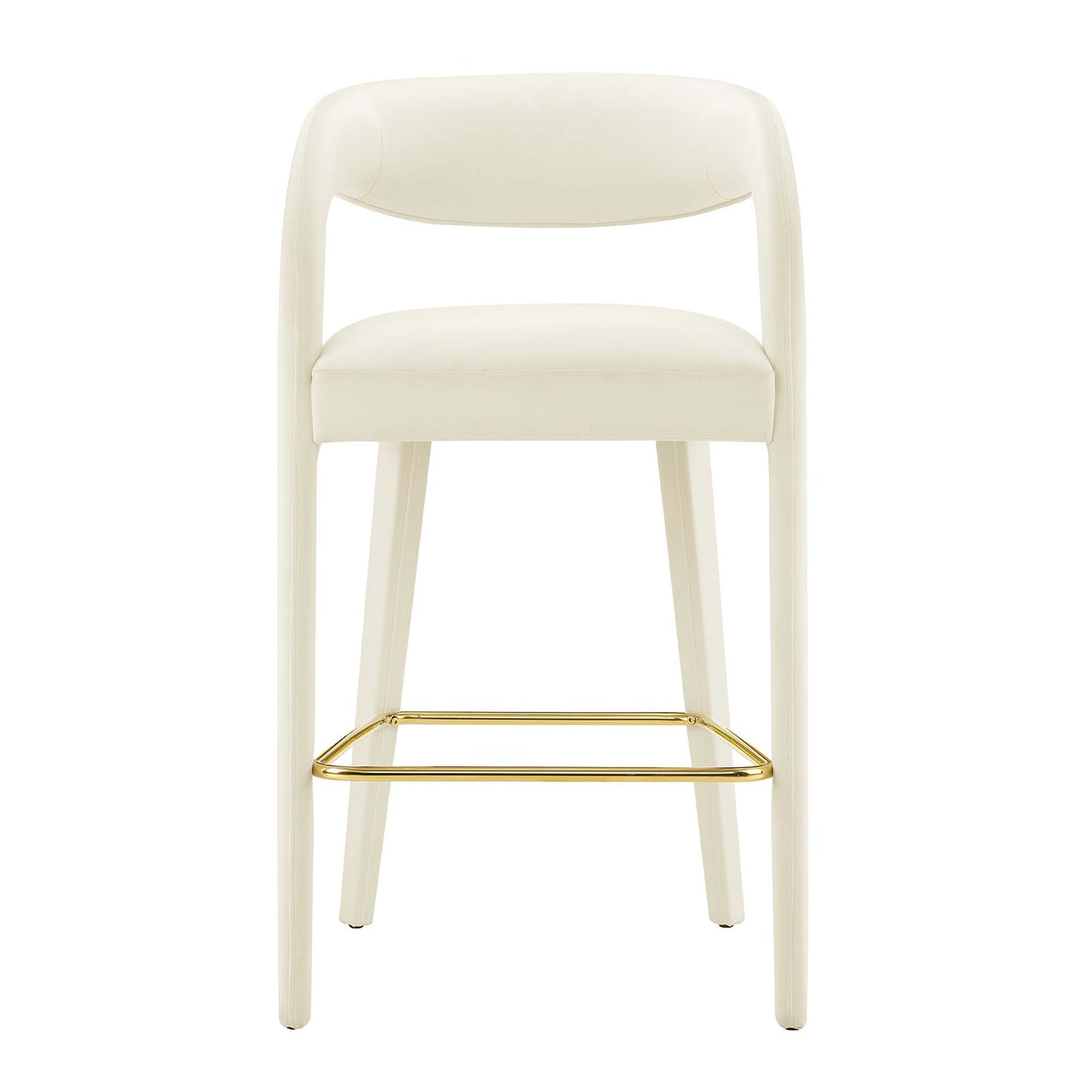 Modway Outlet Pinnacle Performance Velvet Bar Stool Set of 2 by Modway  Bar and Dining Furniture Ivory Gold - EEI-6569-IVO-GLD