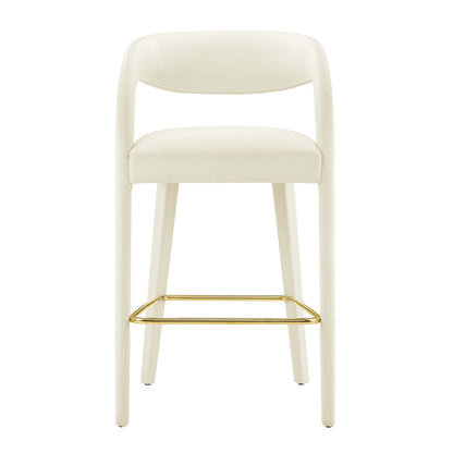 Modway Outlet Pinnacle Performance Velvet Bar Stool Set of 2 by Modway  Bar and Dining Furniture Ivory Gold - EEI-6569-IVO-GLD