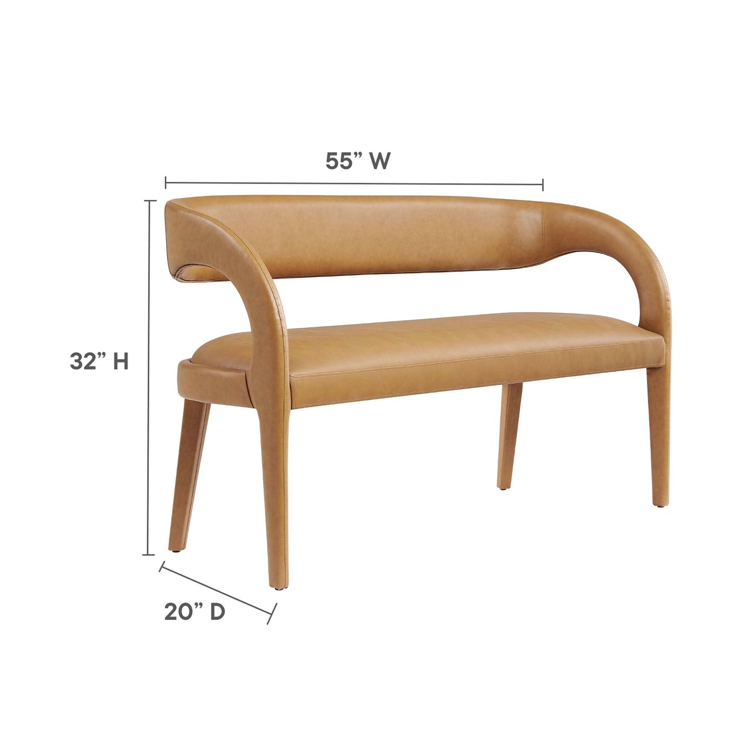 Modway - Pinnacle Vegan Leather Accent Bench by Modway  Living Room Benches and Stools Brown - EEI-6570-TAN