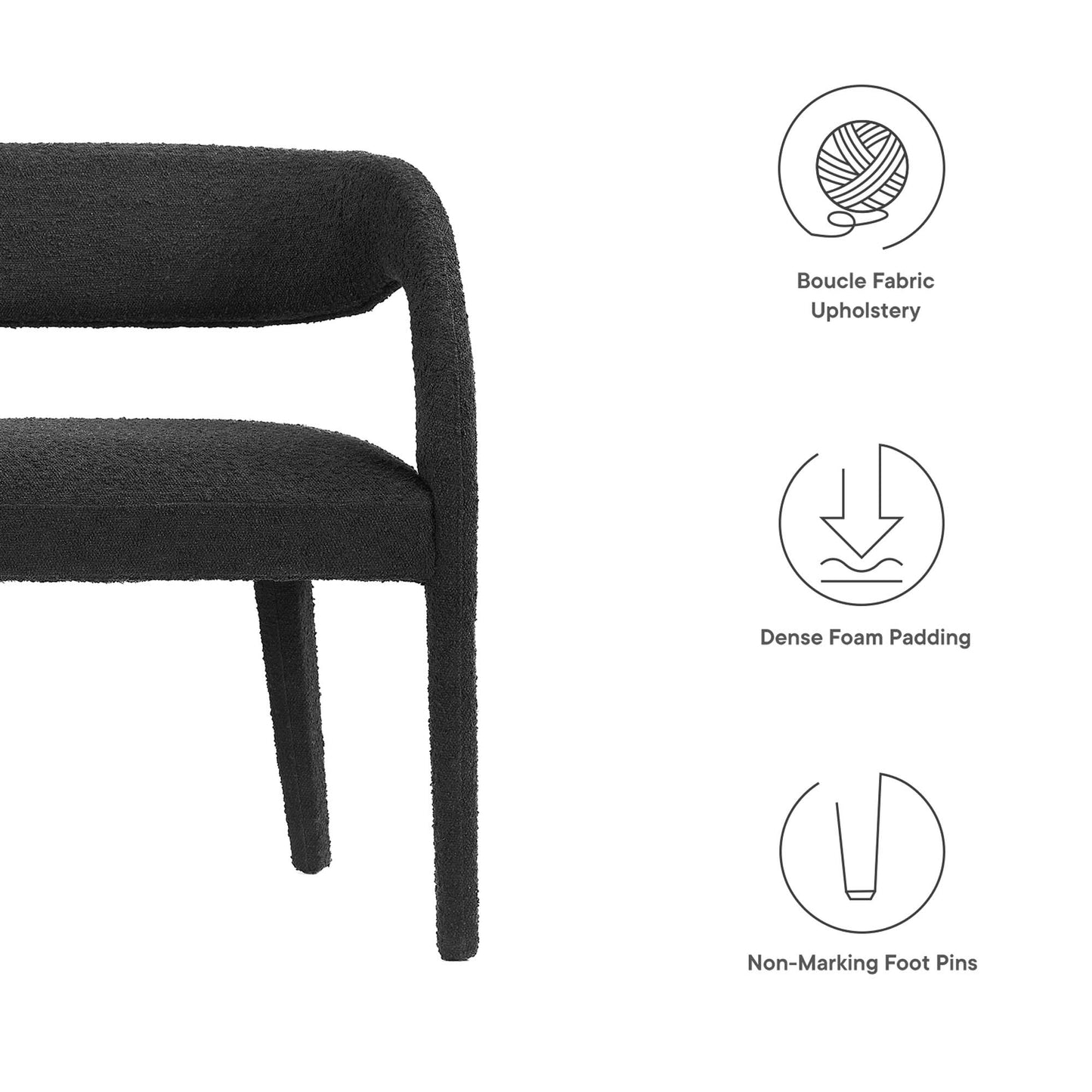 Modway - Pinnacle Boucle Fabric Accent Bench by Modway  Living Room Benches and Stools Black - EEI-6571-BLK