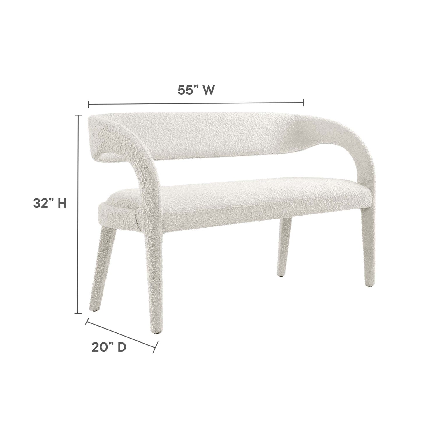 Modway - Pinnacle Boucle Fabric Accent Bench by Modway  Living Room Benches and Stools White - EEI-6571-IVO