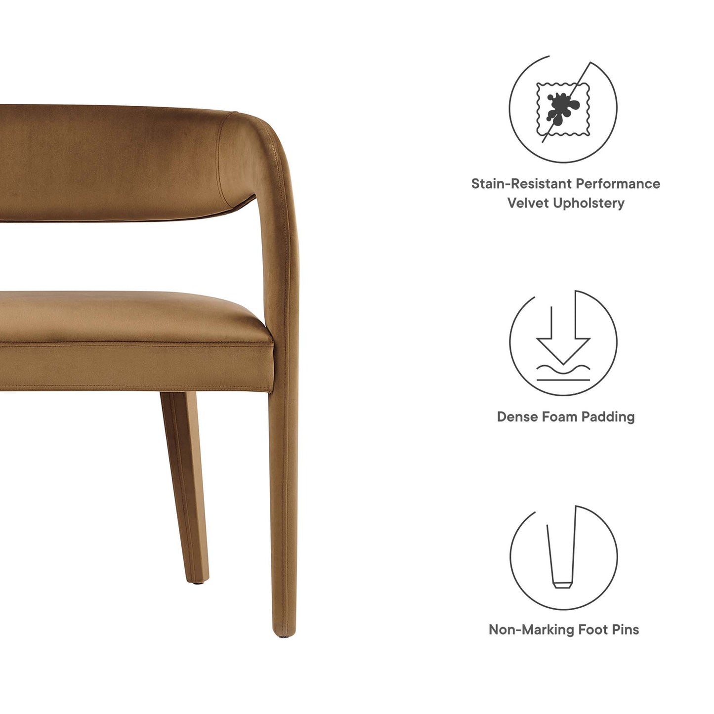 Modway - Pinnacle Performance Velvet Accent Bench by Modway  Living Room Benches and Stools Brown - EEI-6572-BRN