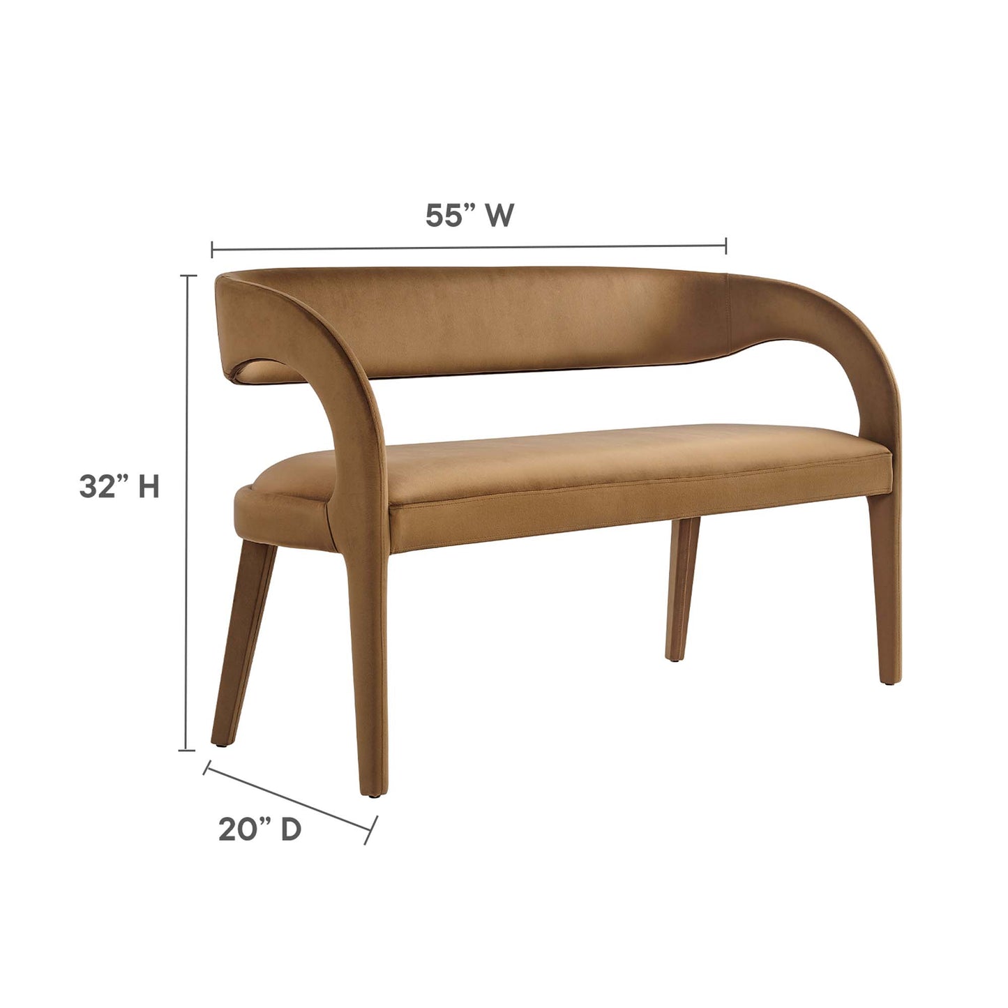 Modway - Pinnacle Performance Velvet Accent Bench by Modway  Living Room Benches and Stools Brown - EEI-6572-BRN