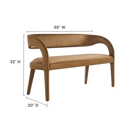 Modway - Pinnacle Performance Velvet Accent Bench by Modway  Living Room Benches and Stools Brown - EEI-6572-BRN