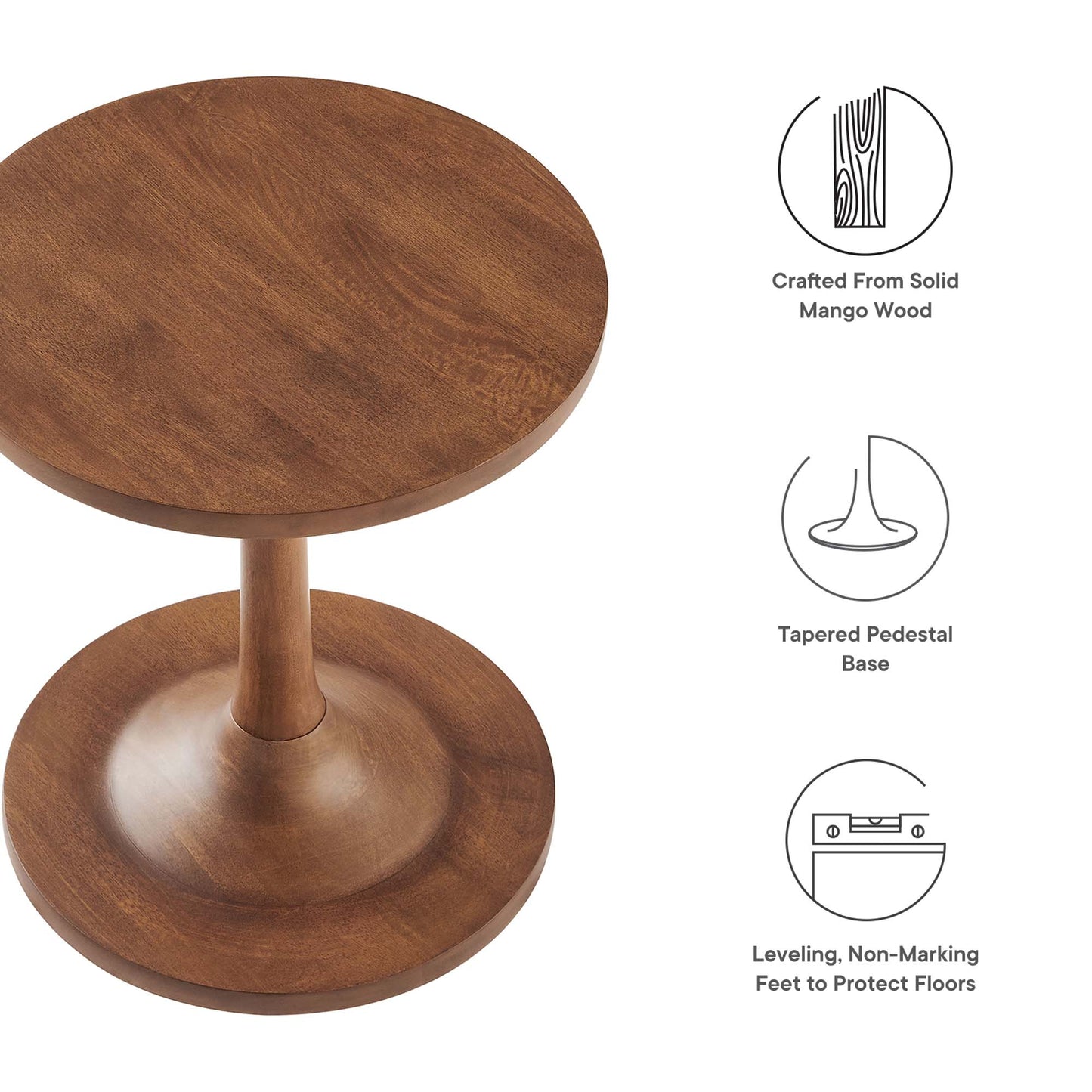 Modway - Lina Round Wood Side Table by Modway  Living Room Tables Brown - EEI-6573-WAL
