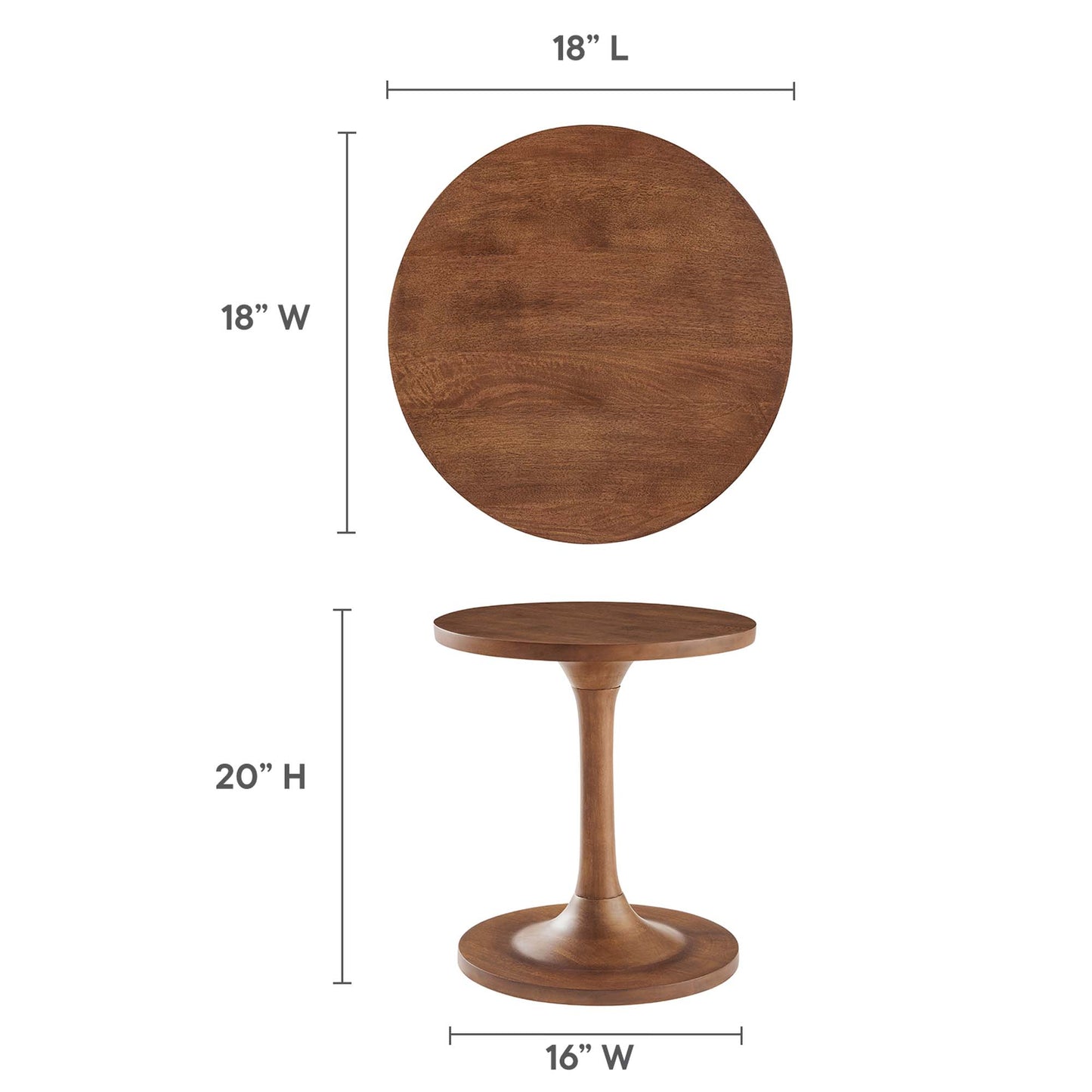 Modway - Lina Round Wood Side Table by Modway  Living Room Tables Brown - EEI-6573-WAL