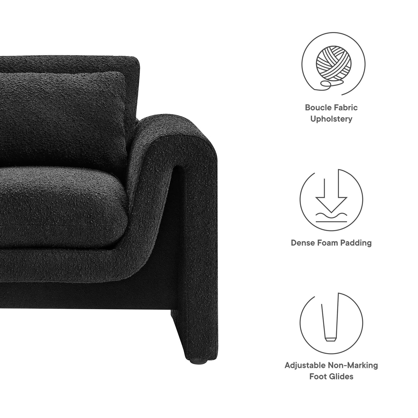 Modway - Waverly Boucle Upholstered Armchair by Modway  Living Room Sofas and Armchairs Black - EEI-6575-BLK