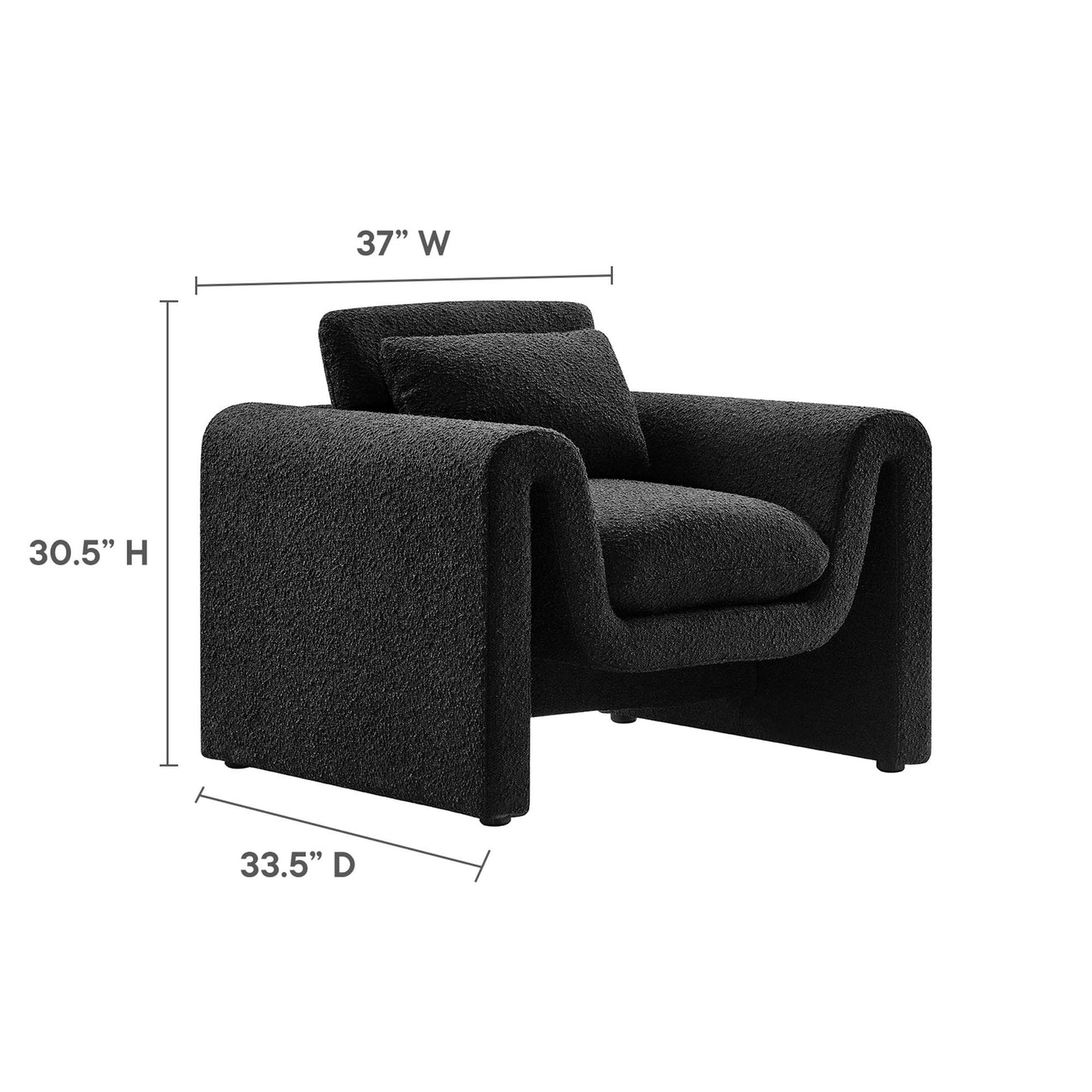 Modway - Waverly Boucle Upholstered Armchair by Modway  Living Room Sofas and Armchairs Black - EEI-6575-BLK