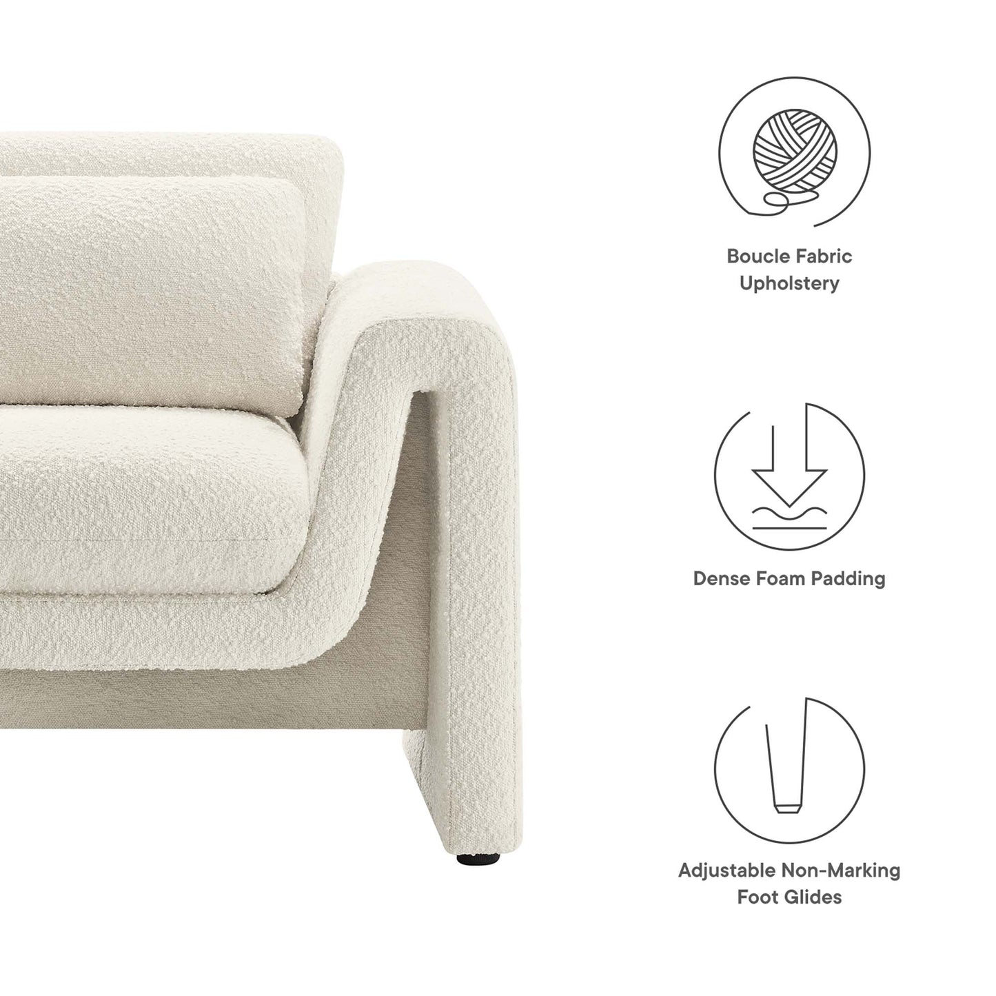 Modway - Waverly Boucle Upholstered Armchair by Modway  Living Room Sofas and Armchairs White - EEI-6575-IVO