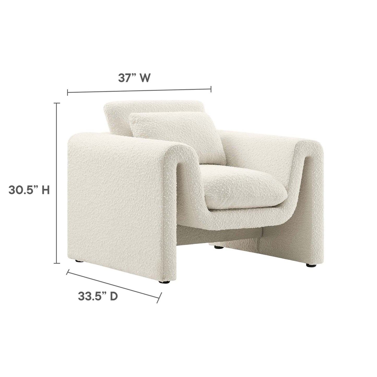Modway - Waverly Boucle Upholstered Armchair by Modway  Living Room Sofas and Armchairs White - EEI-6575-IVO