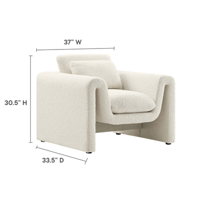 Modway - Waverly Boucle Upholstered Armchair by Modway  Living Room Sofas and Armchairs White - EEI-6575-IVO