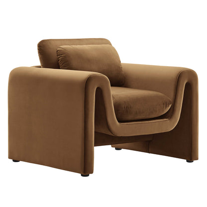 Modway - Waverly Performance Velvet Armchair by Modway  Living Room Sofas and Armchairs Brown - EEI-6576-BRN