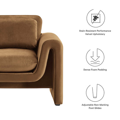 Modway - Waverly Performance Velvet Armchair by Modway  Living Room Sofas and Armchairs Brown - EEI-6576-BRN
