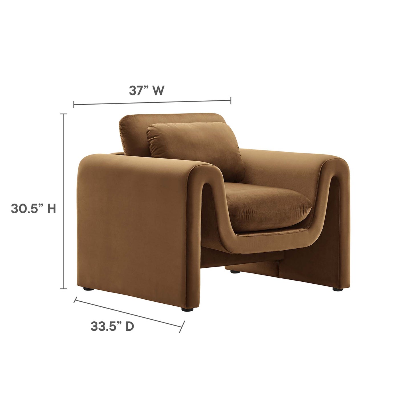 Modway - Waverly Performance Velvet Armchair by Modway  Living Room Sofas and Armchairs Brown - EEI-6576-BRN